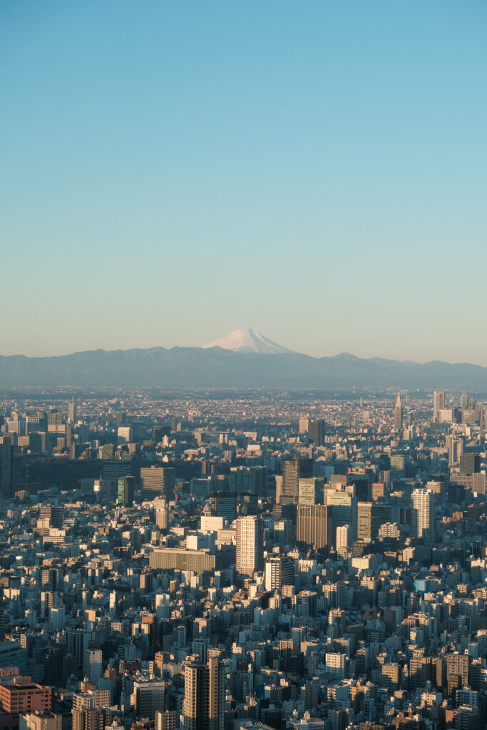 富士山と東京の街並み