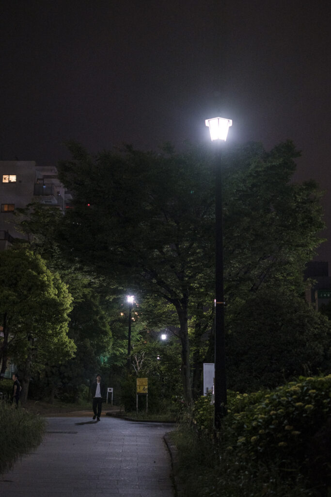 公園の街灯と人